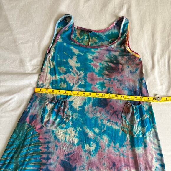 Aloha Fashion Women's Tied Dyed Asymetrical Hem Shift Dress Multicolor Large - Picture 9 of 11